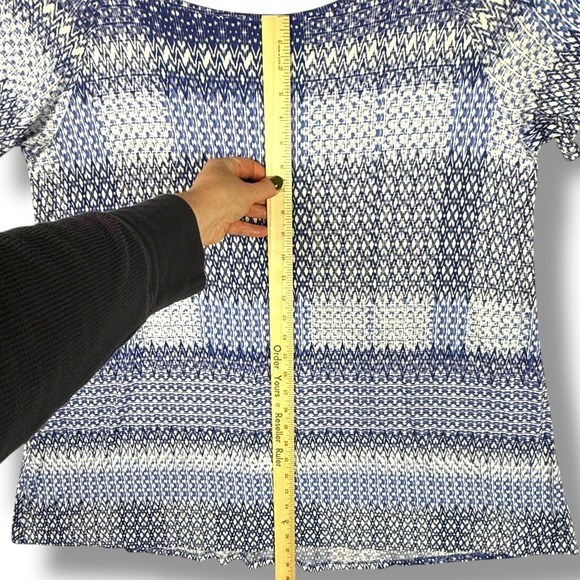 Three Dots NWT Women's 2X Blue White Geometric Viscose Wool Tunic Top Mini Dress - Picture 7 of 7